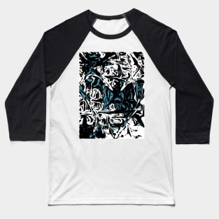 Blue Black White Expressive Abstraction Baseball T-Shirt